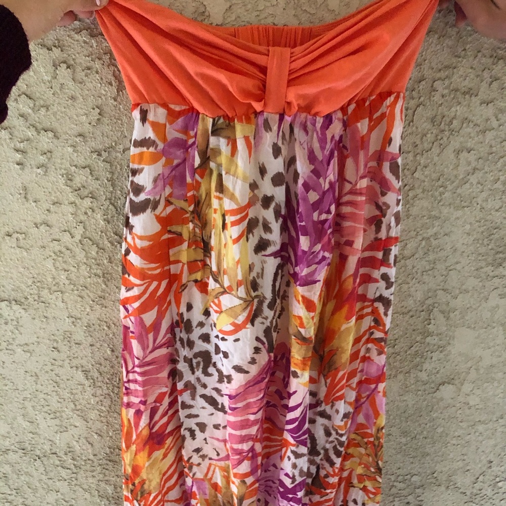 Coral tropical maxi dress